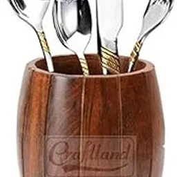 Craftland Wooden Barrel Shape Stationery Holder/Pen Holder/Cutlery Holder for Kitchen Dining/Office Table-picture-13