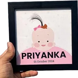 JABSY Personalized Baby Boy Photo Frame with First Hair Storage – Custom Name & Birthdate – Premium Wood, 7x7 Inches, Acrylic Cover - Gift for Baby Showers & New Parents (Baby Girl)-image-85