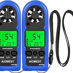 AIOMEST Digital Anemometer,Mini Handheld Wind Speed Gauge Measuring Air Flow Velocity Temperature,Weather Velometer with Max/Avg/Current Wind Chill for HVAC Shooting Sailing (2 Pack)-image-64