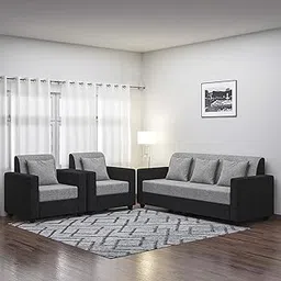 Techno 5 Seater Sofa Set For Living Room - Black (5- to 6-Person Sofa, Wood)-picture-15