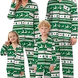 schbbbta Christmas Family Silk Pajamas Matching Sets Long Sleeve Pj Set Satin Button Down Holiday Sleepwear-picture-31