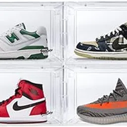 Bear Care Sneaker Storage Box - Transparent (Pack Of 4) | Front Opening Heavy Duty Shoe Box, Stackable Sneaker Crates With Magnetic Closure | Shoe Storage Organizer, Sneaker Storage Container-picture-16