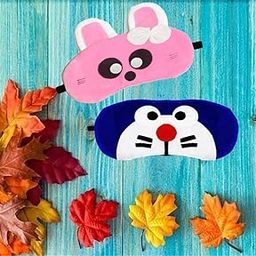 JUZZII Silk Velvet Cute Cartoon Sleeping Eye Shade Mask, Eye Mask For Men Women Girls Boys Kids-Mask.Model-No.27-11,Assorted-picture-13