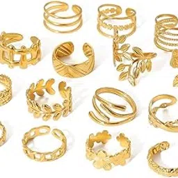 Sparkle & shine anti tarnish free size assorted design Set of 4 Latest Stylish Gold Plated Rings for Women and Girls-picture-35
