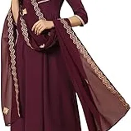 fiorra Women's Crepe Flared Kurta and Pant with Dupatta Set-picture-16