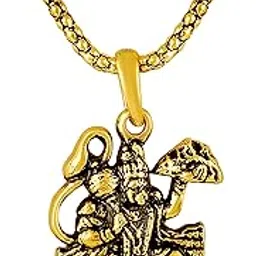 mahi Lord Bajrang Bali Hanuman Pendant Locket Chain with Antique for Men (PAPS1101953PR) image 1