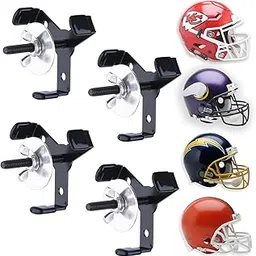 Hidden Football Helmet Wall Mount Display, Heavy Duty Metal Hanger Holder for Full and Mini Helmets, Floating Football Helmet Shelf Case Stand, Hardwares Included, Black, Pack of 4-picture-26