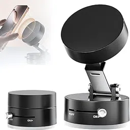 Vacuum Magnetic Suction Phone Holder,Doubled Sided Universal Cellphone Holder Stand for Car/Home/Smooth Surface/Mirror/Glass Foldable and Retractable Vacuum Magnetic Suction Phone Mount Bracket Black-picture-15