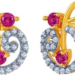 p.c. chandra jewellers 14k (585) Yellow Gold and American Diamond Stud Earrings for Women-picture-11