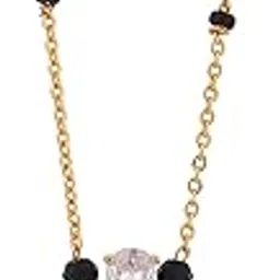 ginostone Glamorous Stone-Studded Round Pendant Mangalsutra – Gold-Plated Chain with Black Beads, Perfect for Daily-picture-39
