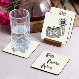 Crazy Sutra Premium HD Printed Standard Size Coasters for Tea Coffee Cups, Mugs, Beer Mugs, Cans Bar Glass, Home, Kitchen, Office, Desk Set of 4 Coasters (Cos-RollCameraAction2)-picture-52