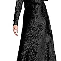 junglybilli Women's Velvet Solid A-line Western Long Gown with Headband & Belt-picture-53