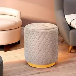 FurnBite Modern Luxurious Ottoman Pouffes for Sitting for Bedroom & Living Room, Sofa Side Stool, Wooden Small Ottoman Footrest Stool,Pouf for Office & Home Decoration (15L 15W 16H) Cream-image-52