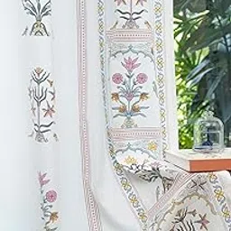 Tranquebar Curtain Co. Ethnic Temple Birds Print Door Curtain - Room Darkening, 213 cm (7 Feet), Pink, Set of 2, Cotton Fabric, BackTab, Sashi- Door Curtains 7 Feet Long, Living Room, Bedroom-picture-11