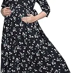 Women's Long Length Printed Maternity | Feeding | Nursing Dress | Pregnancy Dress for Nursing Mothers | Stylish & Comfortable-image-6