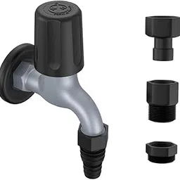 RN PTMT Superior Plastic Faucet Washing Machine Tap with 4 Adjustments for Kitchen Sink | Tap for Bathroom & Basin Faucet with Flange Wall Mount (Metallic Grey- Black Dual)_RNSAF09B28-picture-36