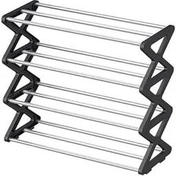 TONSYL Stainless Steel 4 Tier X Shape Shoe Rack 8-12 Pairs Stackable Free Standing Expandable & Adjustable Shoe Organizer Easy Assembly Shoe Storage Sturdy Shoe Shelf for Entryway-image-44
