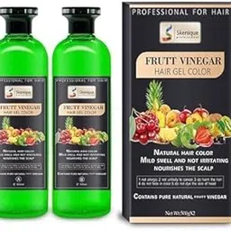 Skenique Fruit Vinegar Hair Gel Color for Men, Women Natural Hair Color Dye for Black Hair Dye (500ml x 2) - Black-image-16
