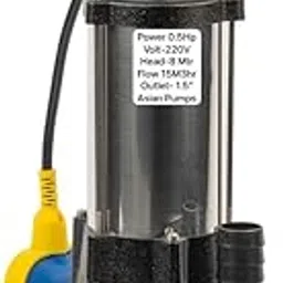 Asian Pumps Automatic 0.5Hp 220V Submersible Sewage/Dewatering Muddy Water Pump with Float switch for Sump,Tank, Pond,Pool & Construction sites Outlet size 1.5”(Copper Winding) 10 Mtr cable-picture-17