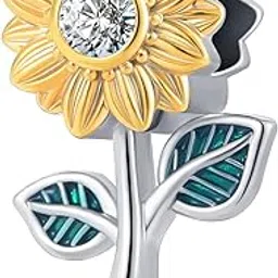 dwjsu Sunflower You are My Sunshine Charms Crystal Heart Bead Dangle Charm fit Charm Necklace Bracelet, Rhinestone, base,-picture-29