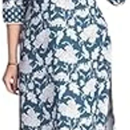 Women's Cotton Blend Traditional Straight Printed Kurta and Pant Set Women Kurta Set Printed Kurti Sets with Pants-image-73