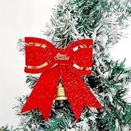 3 pcs Christmas Tree red Sparkling Glitter Bowknot Hanging Decorative Large Bows New Year Party Wedding Decor-picture-22