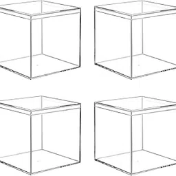 Hewomate Clear Plastic Acrylic Boxes for Display, Set of 4, 3.9x3.9x3.9 Inches Small Box With Lid, Square Cube Storage Containers for Candy, Jewelry, Pills and Tiny Items-picture-22