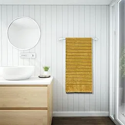 Spaces 100% Cotton Bath Towel Ribbed Texture High Absorbency High Loft 575 GSM Dark Yellow Cotton Towels for Bath-picture-29