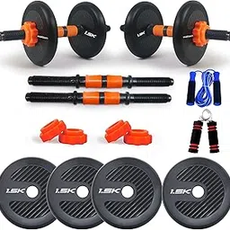 WATSON Premium Rubber Dumbbell Set For Men, Women Fitness, Dumbbell Set With 6Kg (1.5Kgx4) Rubber Weight Plates, Hard PVC 14" Dumbbell Rods, Skipping Rope, Hand Grip-image-40