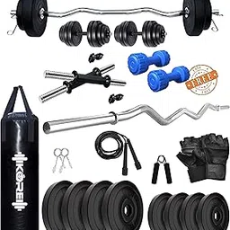 Kore PVC 20 KG Combo 3 WB with Unfilled Punching Bag & PVC Dumbbells Home Gym Kit, Multicolor-picture-20