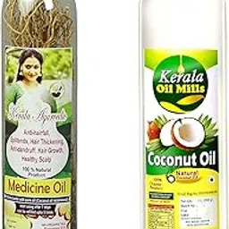 Kerala Ayurvedic Herbal Medicine Hair Oil Mix - (With Coconut Oil 1 litre)-picture-30