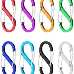 Kidultz Carabiner Clip Snap Hooks Lightweight Aluminum S-Type Dual Locking Clips Carabiner Keychain for Hiking Backpack Outdoor Camping Buckle (Multi-Color) Pack of 5 (Multicolour)-image-33