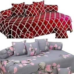Cotton Combo Diwan Set (Combo Include 2 Singlebedsheet 10 Cushion Cover, 4 Bolster Cover)-picture-16