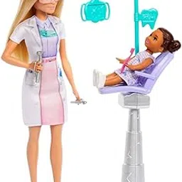 Barbie Dentist Doll with Blonde Fashion Doll with Blue Dress and Lab Coat, 1 Kid Doll, Medical Doctor Furniture & Accessories-picture-25