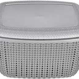 Kuber Industries Multipurposes Large M 30 Plastic Basket, Organizer For Kitchen, Countertop, Cabinet, Bathroom With Lid (Grey) -46KM014-picture-23