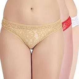selfcare Women's Mid-Rise Net Self Design Panties Bikini Briefs Set (Pack of 3)-picture-24