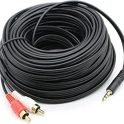 KEBILSHOP 3.5 mm Jack Stereo Audio Aux Male to 2 RCA Male Cable for Smartphone, Black (10 Meter)-picture-14