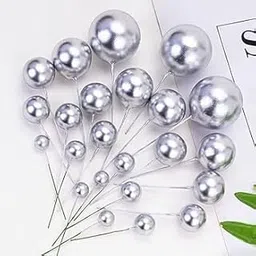 Faux Balls Topper For Cake Decoration | Pack Of 20pcs | SILVER | 4 sizes 2, 2.5, 3, 4 cm 5PC Each (SILVER)-picture-22