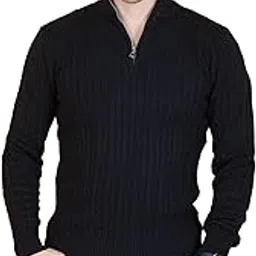 dzant Men's Sweater's Winter Polo Neck Full Sleeve Half Zipper Woolen Knitted Pullover-picture-30