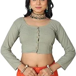 Geeta Fashion | Readymade Full Sleeve Lycra Blouse_Mint Green-picture-31
