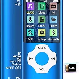 Mini 64GB MP3 Player with Bluetooth, MYMAHDI 1.8" LCD Screen Music Player Up to 128GB, MP4/MP3 Player with Music, Video, FM Radio, E-Book Reader, Voice Record, Photo Viewer, Darkblue-picture-39