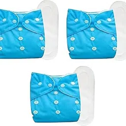 Baby Cloth Diapers 0 To 3 Years | Side Leakage Proof Washable Reusable Diaper For New Born Baby 3 Diaper 3 White Insert pad (Pack Of 6) (Sky blue)-picture-36