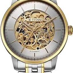 Titan Golden Heart Skeletal Automatic Analog with Silver Dial Dual-Tone Stainless Steel Strap Watch for Men-picture-55