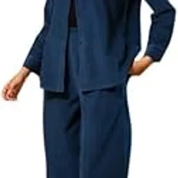 Women Night Suits Pajama Sets, Pure Cotton, Solid Printed, Teal Color, Long Sleeve, Night Suit for Women, Sleep Suit - (SE-NSP-695_S)-image-40