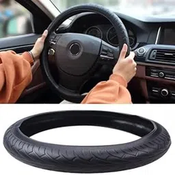 Autotrends® Black Tyre Design Soft Silicone Car Auto Steering Wheel Cover Compatible for All Cars-picture-31