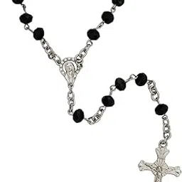 Christmas Gift Jesus Christ Cross Crucifix Rosary Holy Prayer Pearls White, Silver Crystal,Metal 01 Necklace Chain for Men and Women-image-53