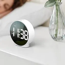 Jumix Digital Alarm Clock Bedside - Battery Powered Clock with LCD Display Volume Adjustable Snooze and Weekend Mode for Bedroom Office Desk Travel (White)-picture-48