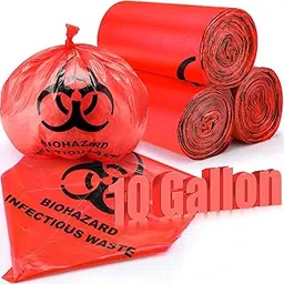 Geiserailie 200 Pack Biohazard Waste Bags, 3/10 Gallon Red Trash Liner with Hazard Symbol for Infectious Waste Disposal Safe Infectious Waste Disposal(10 Gallon)-picture-17