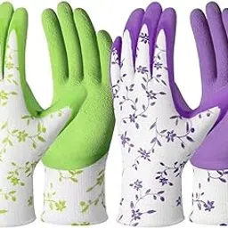 Zibuyu® 2 Pairs Gardening Gloves Fashionable Womens Work Gloves with Rubberized Anti-Slip Palm, Breathable & Durable for Yard Work, Planting, Weeding, and Outdoor Tasks-image-4