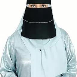 JX FASHION HOMES Premium Hijab Double Layer Scarf for Girls & Women, Elegant Head Covering, Modest Fashion 100% Chiffon, Black, Include 2 Face Mask image 1